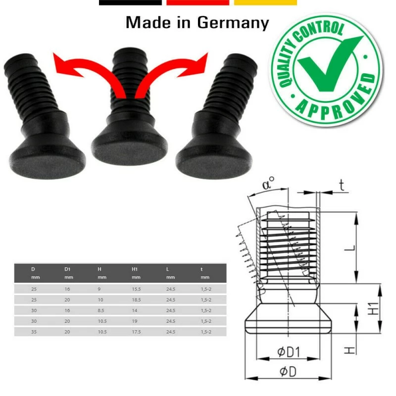 Polyamide 6 (PA 6) 1x Embout Rentrant Pied Rond Orientable Réglage Meuble Chaise étagère Table 4 Polyamide 6 (PA 6) 1x Embout Rentrant Pied Rond Orientable Réglage Meuble Chaise étagère Table - Image 2