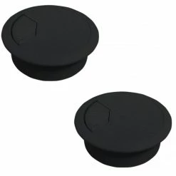 2x PASSE CABLE BUREAU DIAMETRE 60MM NOIR ROND ORDINATEUR PC FIL ELECTRIQUE