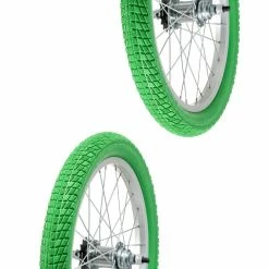 Caoutchouc 2x Pneu Vert 18 X 2.00" (50-355) Slick ORTEM Vélo Enfant Junior Mixte Route Chemin
