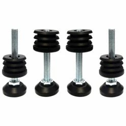 Acier (zingué) Et Plastique (Polypropylène) ; 4x Vérin Vis Réglable M8x60 Avec Insert Fileté Rond Rentrant Pour Tube Ø22mm Pied Ajustable Mise A Niveau Meuble Outillage