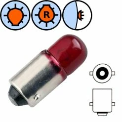 Verre Ampoule 12V 4W BA9S Rouge
