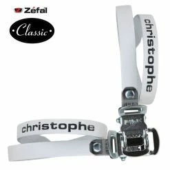 Courroie CHRISTOPHE TOE STRAPS Blanc Cuir Véritable (paire) Cale Pied Pédale Vélo Cycle Ville Route Vintage