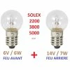 Verre KIT AMPOULE AVANT ARRIERE SOLEX 330 660 1400 1700 2200 3300 3800 4600 5000 45CC