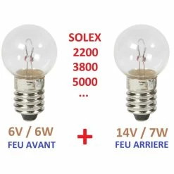 Verre KIT AMPOULE AVANT ARRIERE SOLEX 330 660 1400 1700 2200 3300 3800 4600 5000 45CC