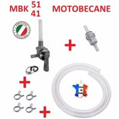 KIT ESSENCE MBK 51 MOTOBECANE : ROBINET M10 + DURITE + FILTRE + COLLIER MOBYLETTE