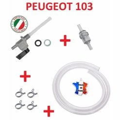 KIT ESSENCE PEUGEOT 103 : ROBINET M10 + DURITE + FILTRE + COLLIER MOBYLETTE