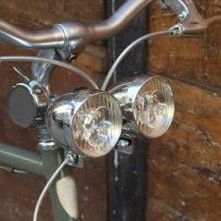 KIT FEUX AVANT Ø70mm LED VINTAGE DOUBLE AVEC SUPPORT DE FIXATION 1" SANS FILS FIXIE -Aubaines sur les pièces de vélo kit feux avant o70mm led vintage double avec support de fixation 1 sans fils fixie 2