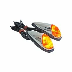 Paire De Clignotant Goutte D'eau Chromé A Ampoule Pour Moto Scooter