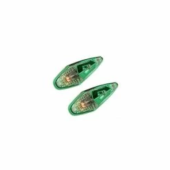 Paire De Clignotant Goutte D'eau Vert / Transparent Design Pour Moto Scooter
