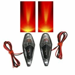 Paire De Clignotant Goutte D'eau Wing Noir A Ampoule Orange Pour Moto Scooter