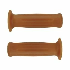 Caoutchouc PAIRE DE POIGNEE CYCLO MOTO 120MM MARRON DOMINO REVETEMENT VINTAGE BALLON