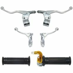 Zamak, Aluminium Et Plastique Poignée Mini Targa Chromé Kit Complet Avec Leviers Gauche Droite Frein Gaz Décompresseur 22mm 110mm Cyclo Mobylette Moto